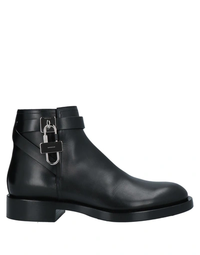 Givenchy Lock Black Leather Ankle Boots