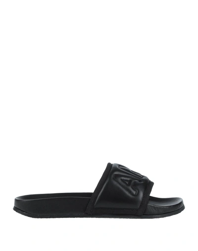 Ambush 10mm Quilted Leather Slide Sandals In Black