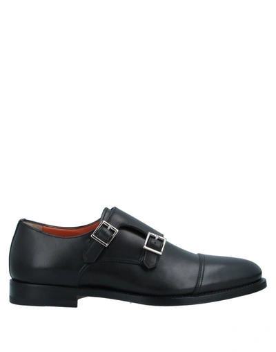Santoni Man Loafers Black Size 6.5 Soft Leather