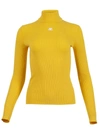Courrèges Logo Print Ribbed Jumper In Yellow