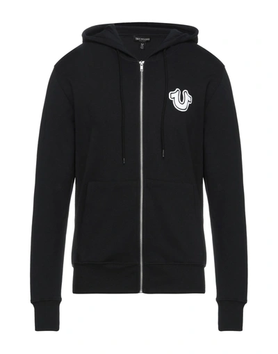 True Religion Logo-embroidered Zip-up Stretch-velour Hoody In Jet Black
