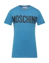 Moschino Man T-shirt Pastel Blue Size 42 Cotton In Slate Blue
