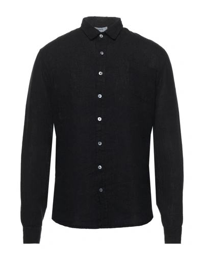 Alpha Studio Man Shirt Black Size 48 Linen In Black