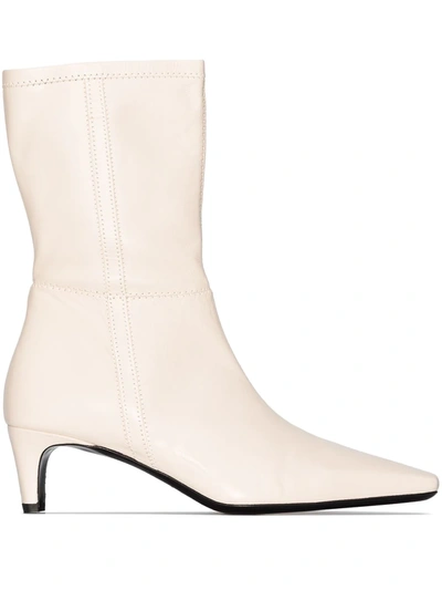 Staud Neutral Lars 50 Leather Ankle Boots In Neutrals