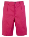 8 By Yoox Cotton Pleated Wide Shorts Man Shorts & Bermuda Shorts Fuchsia Size 34 Cotton, Elastane In Pink