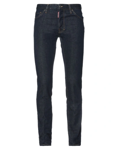 DSQUARED2 DSQUARED2 MAN JEANS BLUE SIZE 26 COTTON, ELASTANE, COW LEATHER