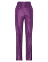 PRADA PRADA WOMAN PANTS DEEP PURPLE SIZE 6 SILK