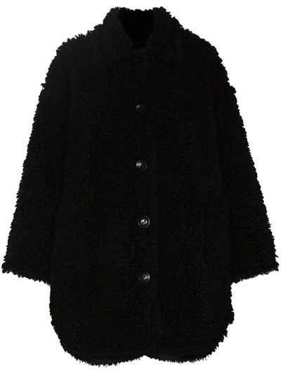 Stand Studio Long-sleeved Faux-fur Coat In Black