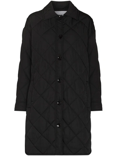 Stand Studio Ronja Quilted Button-down Jacket In Black