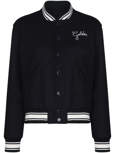 Golden Goose Embroidered-logo Baseball Jacket In Navy