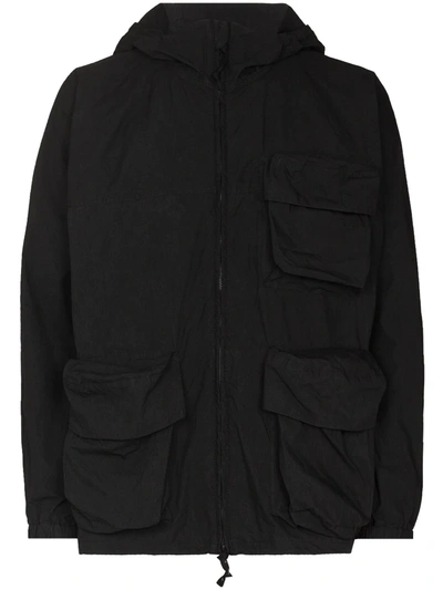 Snow Peak Indigo Hooded Parka Coat In Black