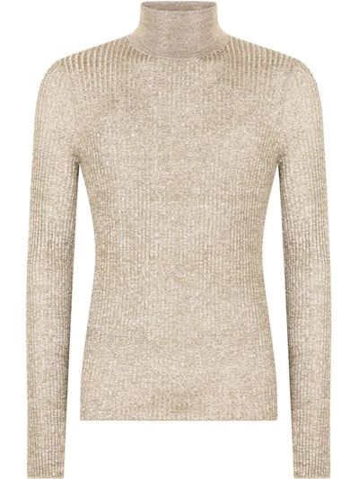 Dolce & Gabbana Ribbed Knit Roll-neck Jumper In Nude