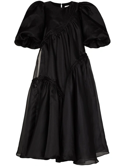 Aje Riviera Asymmetric Braided Midi Dress In Black