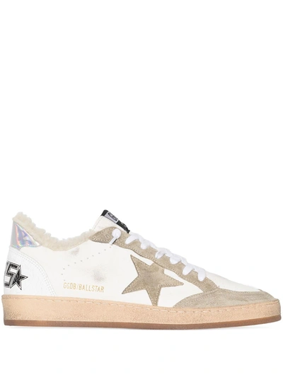 Golden Goose White Low Top Shearling Sneakers