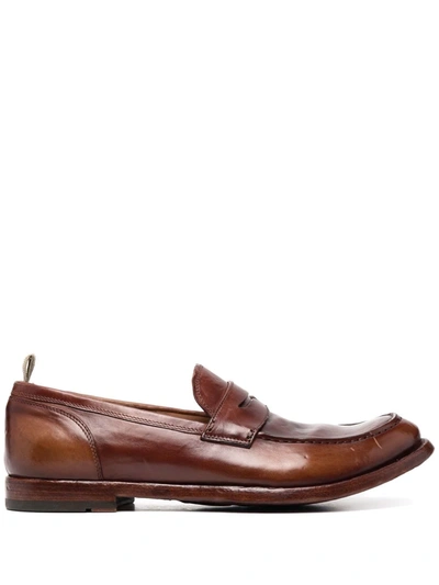 Officine Creative Anatomia Penny Loafers In Braun