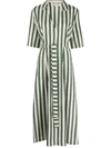 LE SIRENUSE STRIPED LINEN MAXI DRESS