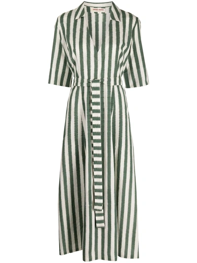 Le Sirenuse Striped Linen Maxi Dress In Grün
