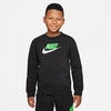 Nike Kids' Sportswear Club Fleece Crewneck Sweatshirt In Black/green Strike