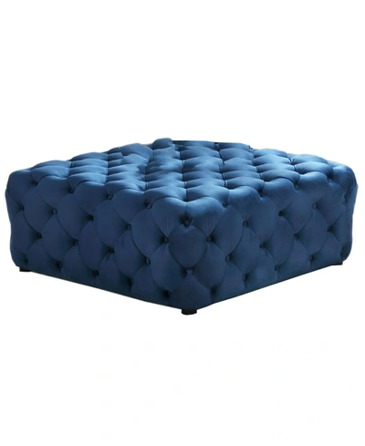 Best Master Furniture Kelly Square Transitional Fabric Ottoman In Blue