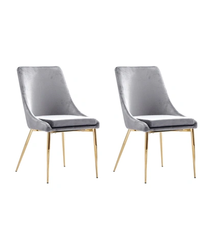 Best Master Furniture Leatrice Glam Fabric Chairs, Set Of 2 In Gray