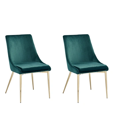 Best Master Furniture Leatrice Glam Fabric Chairs, Set Of 2 In Green