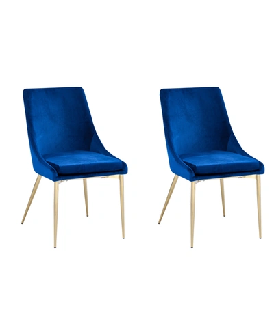 Best Master Furniture Leatrice Glam Fabric Chairs, Set Of 2 In Blue