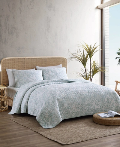 Tommy Bahama Home Tommy Bahama Palmday Cotton Reversible 3 Piece Quilt Set, Full/queen Bedding In Surf Spray