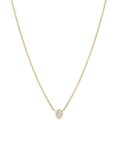 Zoe Lev 14k Yellow Gold Pear Diamond Bezel Pendant Necklace, 16-18