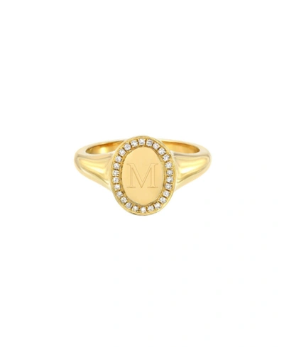 Zoe Lev 14k Gold Diamond Signet Initial Ring In Gold-m