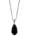 Effy Collection Effy Onyx Elongated Teardrop 18" Pendant Necklace In Sterling Silver & 18k Gold In Sterling Silver