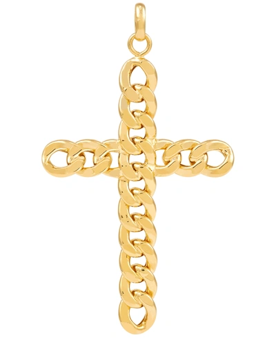 Macy's Men's Curb Link Cross Pendant In 10k Gold