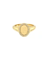 ZOE LEV 14K GOLD DIAMOND SIGNET INITIAL RING