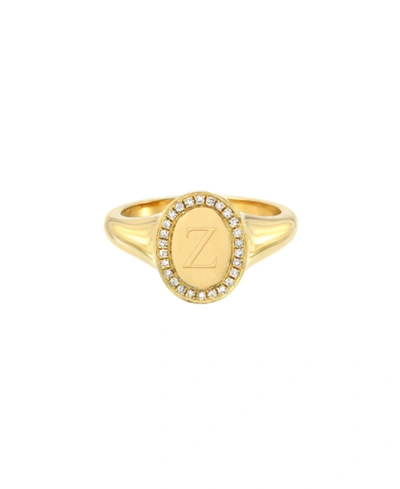 Zoe Lev 14k Yellow Gold Diamond Initial Signet Ring In Gold-z