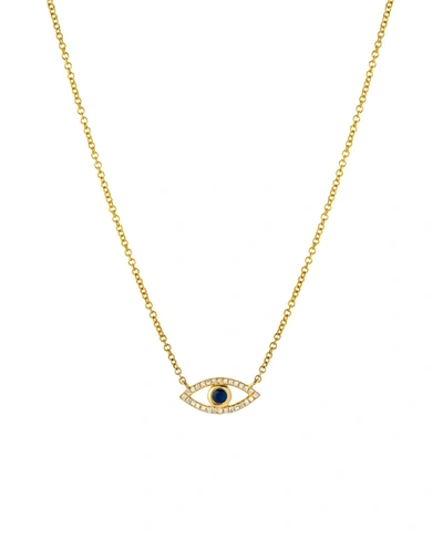 Zoe Lev Diamond Sapphire 14k Gold Evil Eye Necklace