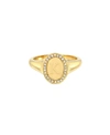 ZOE LEV 14K GOLD DIAMOND SIGNET INITIAL RING