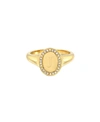 ZOE LEV 14K GOLD DIAMOND SIGNET INITIAL RING