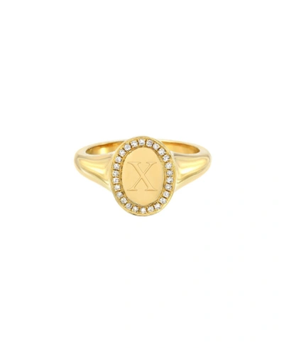 Zoe Lev 14k Yellow Gold Diamond Initial Signet Ring In Gold-x