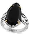 EFFY COLLECTION EFFY ONYX ELONGATED TEARDROP STATEMENT RING IN STERLING SILVER & 18K GOLD