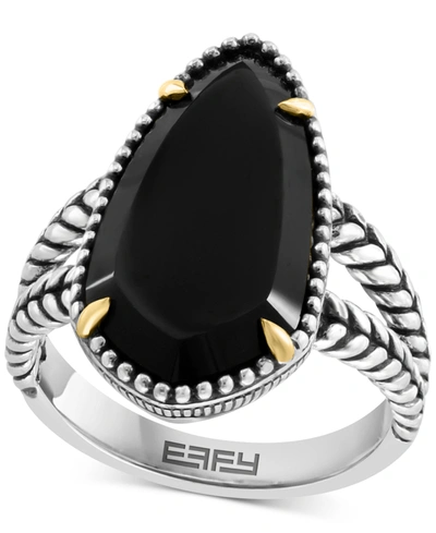 Effy Collection Effy Onyx Elongated Teardrop Statement Ring In Sterling Silver & 18k Gold