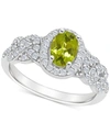 Macy's Rhodolite Garnett Blue Topaz (1 Ct. T.w.) & White Topaz (1/2 Ct. T.w.) Halo Braid Ring In Sterling S In Peridot
