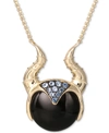 DISNEY ONYX & CUBIC ZIRCONIA SLEEPING BEAUTY MALEFICENT HORNS 18" PENDANT NECKLACE IN 18K GOLD-PLATED STERL