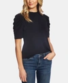 Cece Puff Sleeve Crepe Top In Rich Black