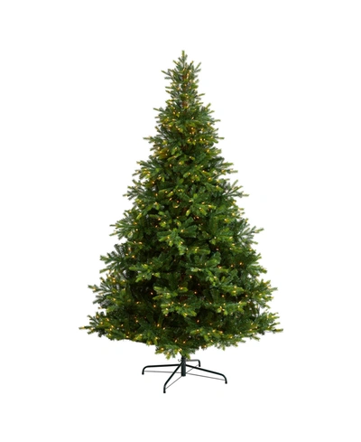 Nearly Natural North Carolina Spruce Artificial Christmas Tree With 750 Clear Lights And 1912 Bendable Branches, 9' In Green