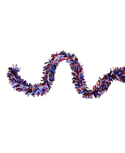 Northlight 12' Red White And Blue Wide Cut Patriotic Tinsel Christmas Garland