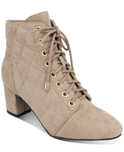 Karen Scott Ivette Quilted Booties, Created For Macy's Women's Shoes In Taupe