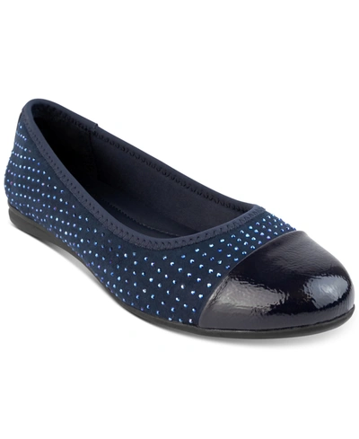 Karen Scott Ambree Womens Rhinestone Patent Toe Slip On Shoes In Blue