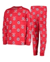 OUTERSTUFF BIG BOYS RED LA CLIPPERS ALLOVER PRINT LONG SLEEVE T-SHIRT AND PANTS SLEEP SET