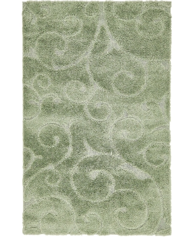Bayshore Home High-low Pile Malloway Shag Mal1 5' X 8' Area Rug In Green