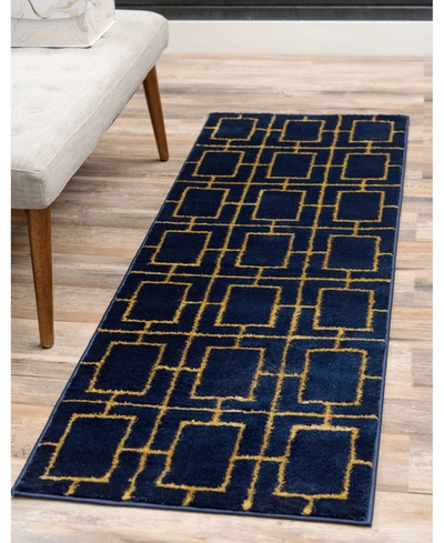 Marilyn Monroe Closeout!  Glam Mmg002 2' X 10' Area Rug In Navy Blue