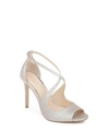 Jewel Badgley Mischka Women's Jonna Crisscross Peep Toe Evening Sandals In Light Gold Glitter